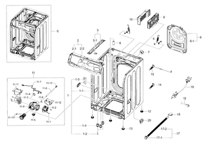 Frame & Cover Diagram and Parts List for WF457ARGSWR A2-0000 Samsung Washer