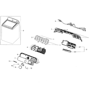 Control Panel Diagram and Parts List for WA45H7200AW A2-03 Samsung Washer