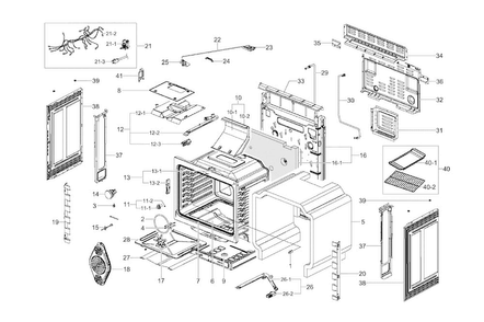 Cavity Assy Diagram and Parts List for NX58F5700WS AA-0001 Samsung Range