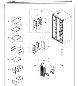 Freezer Diagram and Parts List for RH25H5611SR AA-0000 Samsung Refrigerator