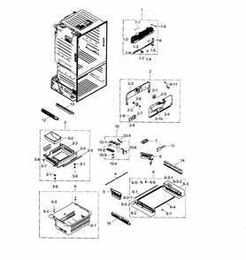 Freezer Diagram and Parts List for RF30HDEDTSR AA-0001 Samsung Refrigerator