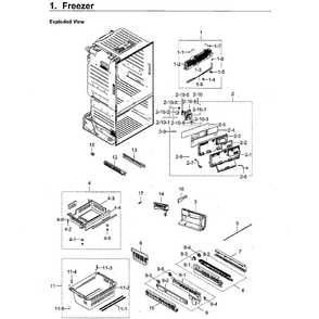 Freezer Diagram and Parts List for RF265BEAESR AA-0000 Samsung Refrigerator