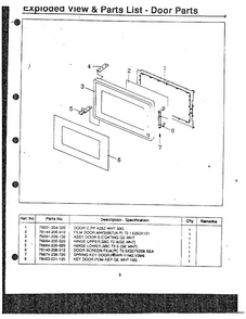 Door Parts Diagram and Parts List for MW3530W XAA Samsung Microwave