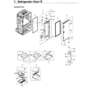 Fridge Door R Diagram and Parts List for RF28JBEDBSR AA-0003 Samsung Refrigerator