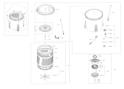 Tub Parts Diagram and Parts List for WA50K8600AW A2-0000 Samsung Washer