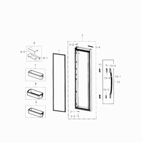 Refrigerator Door Diagram and Parts List for RS22HDHPNWW AA-0000 Samsung Refrigerator