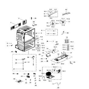 Cabinet Diagram and Parts List for RF28HMEDBWW AA-05 Samsung Refrigerator