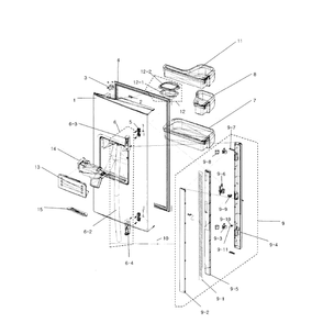 Left Door Diagram and Parts List for RF267ACRS XAA-0000 Samsung Refrigerator