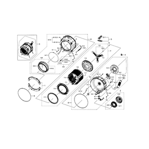 Tub And Drum Diagram and Parts List for WF330ANW XAA-04 Samsung Washer