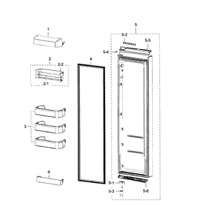 Fridge Door Diagram and Parts List for RSG307AARS XAA-01 Samsung Refrigerator