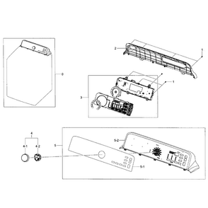 Control Panel Diagram and Parts List for DV456GWHDWR AA-0001 Samsung Dryer