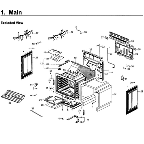 Main Assembly Diagram and Parts List for NX58K3310SW AA-0000 Samsung Range