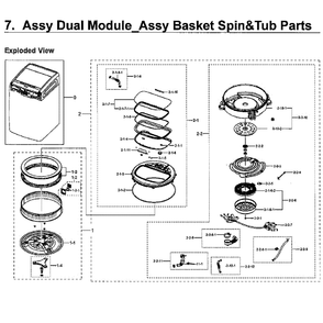 Dual Module-Tub Diagram and Parts List for WV60M9900AW A5-0000 Samsung Washer