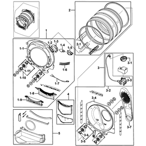 Drum Assembly Diagram and Parts List for DV331AGR XAA-0000 Samsung Dryer