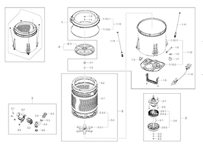 Tub Parts Diagram and Parts List for WA456DRHDWR AA-0004 Samsung Washer