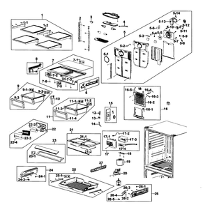 Refrigerator Diagram and Parts List for RF266ACWP XAA-00 Samsung Refrigerator