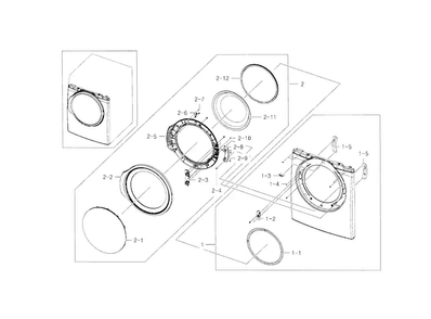 Frame Front & Door Diagram and Parts List for DV331AEW XAA-0001 Samsung Dryer
