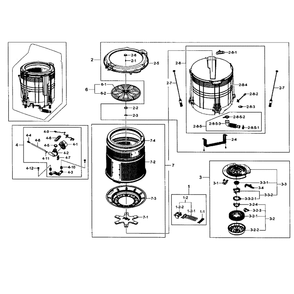 Tub Assembly Diagram and Parts List for WA5451ANP XAA-01 Samsung Washer