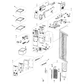 Freezer Diagram and Parts List for RS263TDBP XAA-01 Samsung Refrigerator