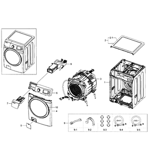 Main Section Diagram and Parts List for WF520ABP XAA-05 Samsung Washer