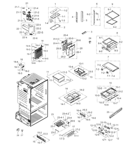 Fridge Diagram and Parts List for RF263TEAESR AA-0004 Samsung Refrigerator