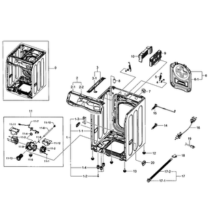 Frame Assy Diagram and Parts List for WF457ARGSGR AA-0002 Samsung Washer