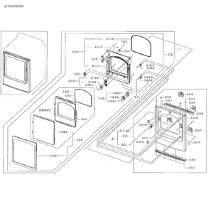 Front/door Diagram and Parts List for DV48H7400GW A2-0001 Samsung Dryer