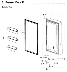 Freezer Door R Diagram and Parts List for RF22K9581SG AA-0001 Samsung Refrigerator