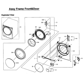 Front Assembly Diagram and Parts List for WF457ARGSGR AA-01 Samsung Washer