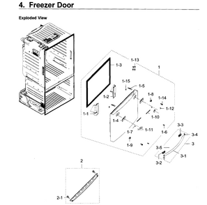 Freezer Door Diagram and Parts List for RF28HDEDPWW AA-0006 Samsung Refrigerator