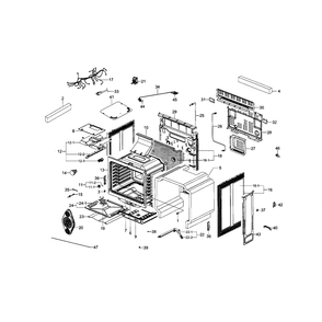 Main Assembly Diagram and Parts List for NX583G0VBWW AA-01 Samsung Range