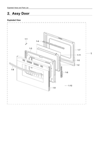 Door Assembly Diagram and Parts List for NX58R4311SG AA-00 Samsung Range