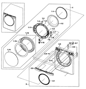Front/door Assy Diagram and Parts List for DV419AGW XAA-0002 Samsung Dryer