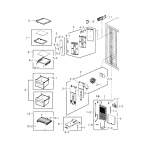 Freezer Diagram and Parts List for RS22HDHPNSR AA-0000 Samsung Refrigerator