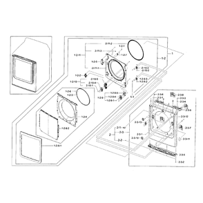 Frame Front And Door Diagram and Parts List for DV56H9000EW A2-0000 Samsung Dryer