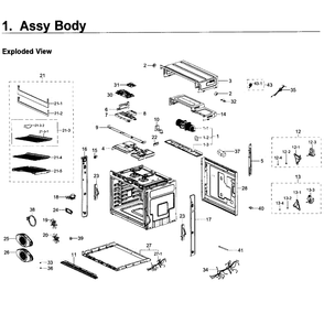 Body Diagram and Parts List for NV51K7770SS AA-0000 Samsung Wall Oven