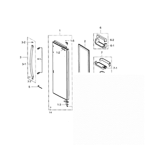 Refrigerator Door Diagram and Parts List for RS25H5121BC AA-0000 Samsung Refrigerator
