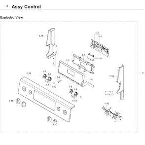 Control Diagram and Parts List for NE59J7630SB AA-0002 Samsung Range