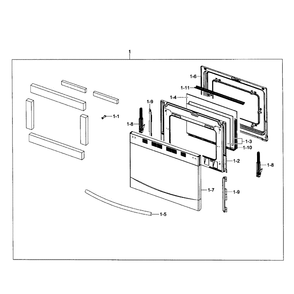 Door Assembly Diagram and Parts List for NX58F5500SS AA-00 Samsung Range