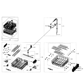 Baskets Diagram and Parts List for DW80J7550UW AA-01 Samsung Dishwasher