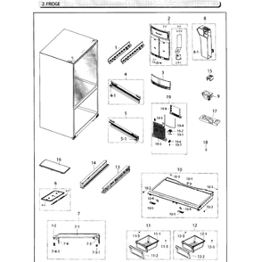 Fridge Diagram and Parts List for RF26HFENDBC AA-01 Samsung Refrigerator