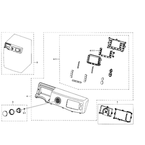 Control Panel Diagram and Parts List for WF511ABR XAA-02 Samsung Washer