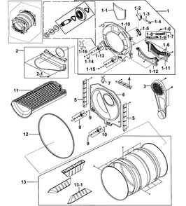 Drum Assy Diagram and Parts List for DV316LEW XAA-0000 Samsung Dryer