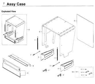 Case Diagram and Parts List for DW80K7050UG AA-0000 Samsung Dishwasher