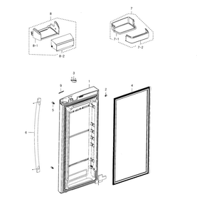 Fridge Door R Diagram and Parts List for RFG237AABP XAA-0004 Samsung Refrigerator