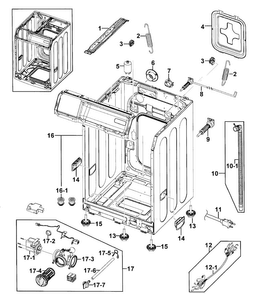 Cabinet Assy Diagram and Parts List for 40249032012  Kenmore Washer