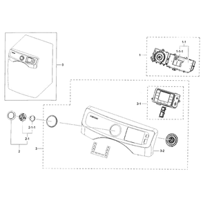 Control Panel Diagram and Parts List for DV42H5400EF A3-0000 Samsung Dryer