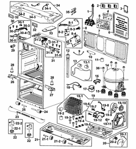 Cabinet Diagram and Parts List for RF267AZRS XAA-0000 Samsung Refrigerator