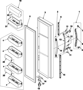 Refrigerator Door Diagram and Parts List for RS2622SW XAA Samsung Refrigerator