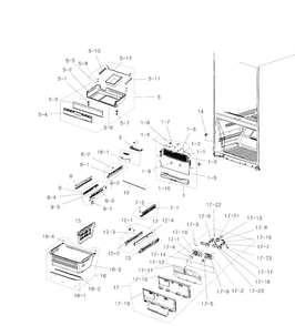 Freezer Diagram and Parts List for RFG299ABRS XAA-0000 Samsung Refrigerator